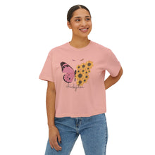 Load image into Gallery viewer, Sunflower Butterfly Women's Boxy Tee