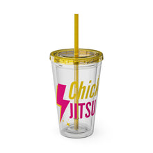 Load image into Gallery viewer, Lightning Bolt Chickjitsu Sunsplash Tumbler with Straw, 16oz