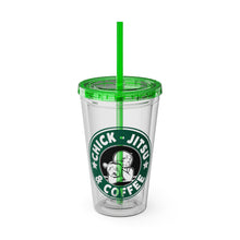 Load image into Gallery viewer, Coffee & Chickjitsu Sunsplash Tumbler with Straw, 16oz