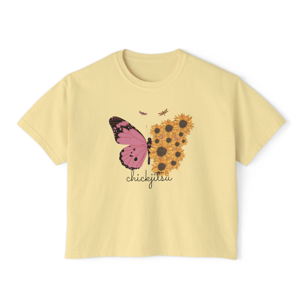 Sunflower Butterfly Women's Boxy Tee