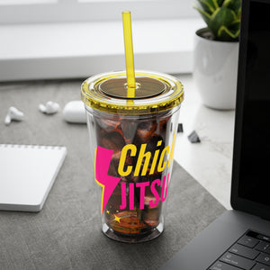 Lightning Bolt Chickjitsu Sunsplash Tumbler with Straw, 16oz